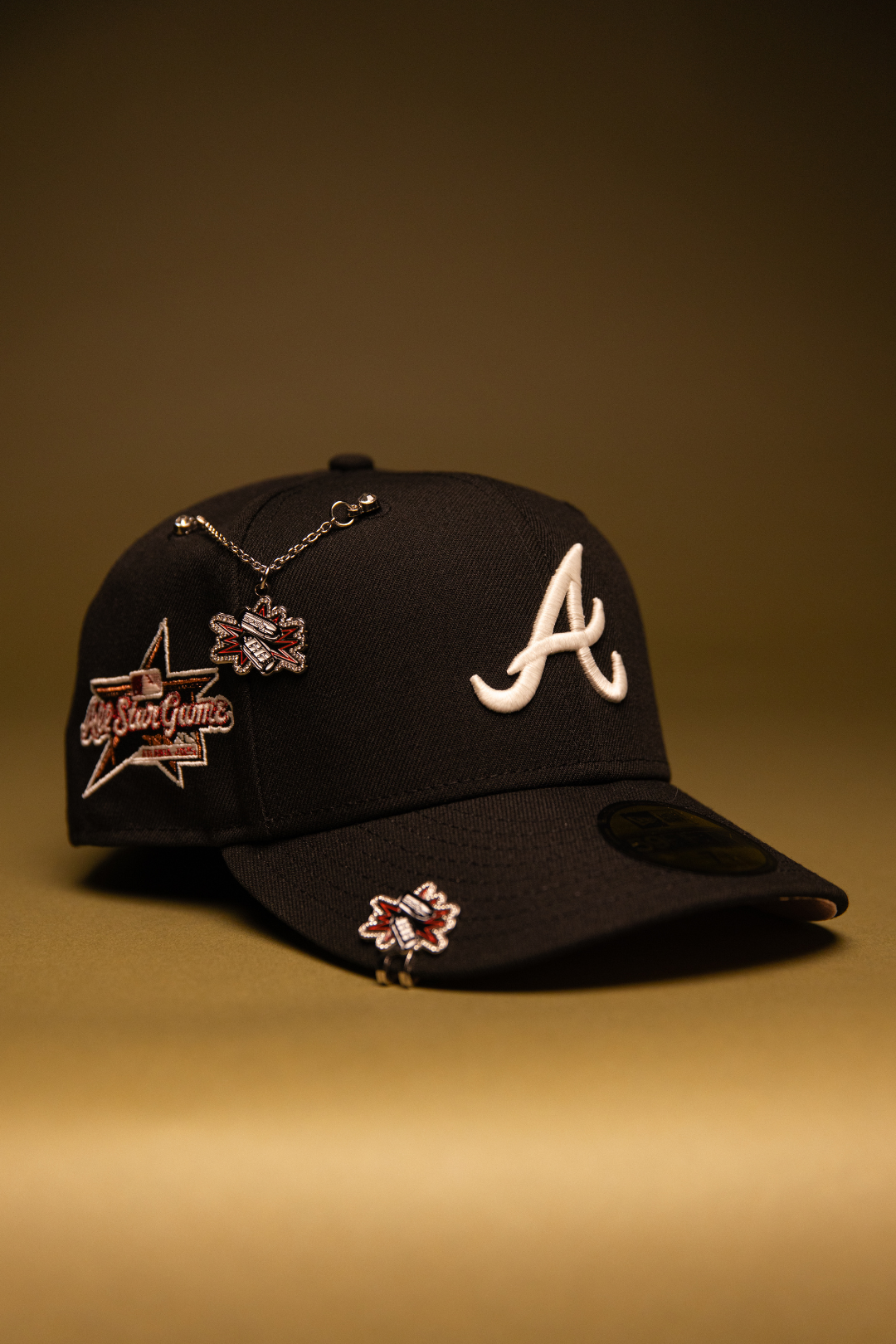 NEW ERA EXCLUSIVE 59FIFTY BLACK ATLANTA BRAVES W/ ALL STAR GAME SIDE PATCH
