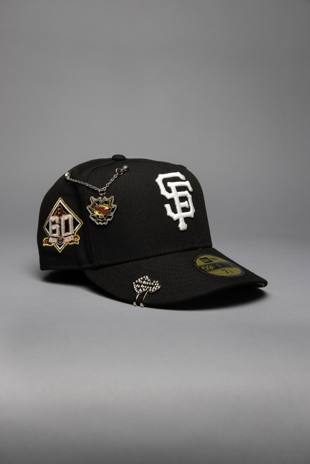 NEW ERA EXCLUSIVE 59FIFTY BLACK SAN FRANCISCO GIANTS W/ 60TH ANNIVERSARY SIDE PATCH