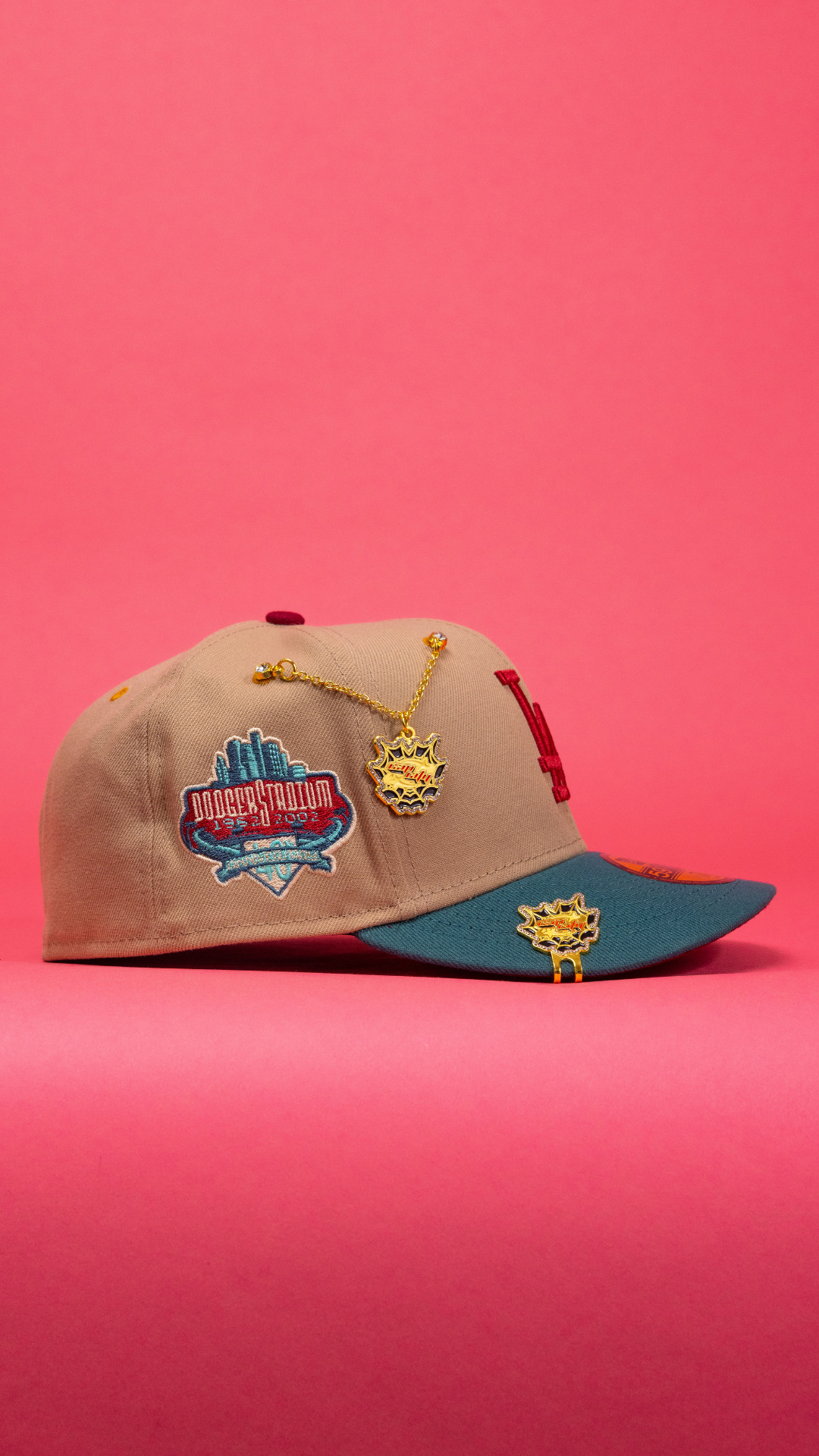 New Era Exclusive 59Fifty Camel Brown/Pine Green Los Angeles Dodgers W/ 40th Anniversary Side Patch
