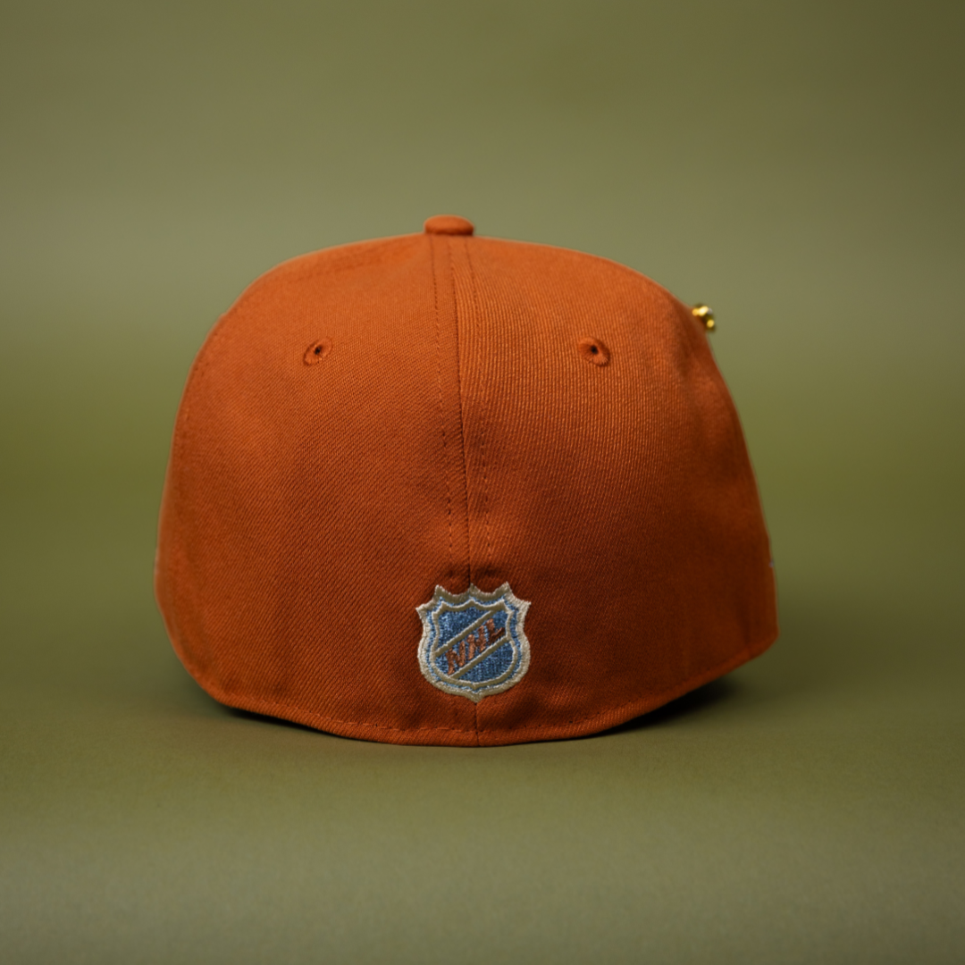NEW ERA EXCLUSIVE 59FIFTY RUST ANAHEIM DUCKS W/ 20TH ANNIVERSARY SIDE PATCH