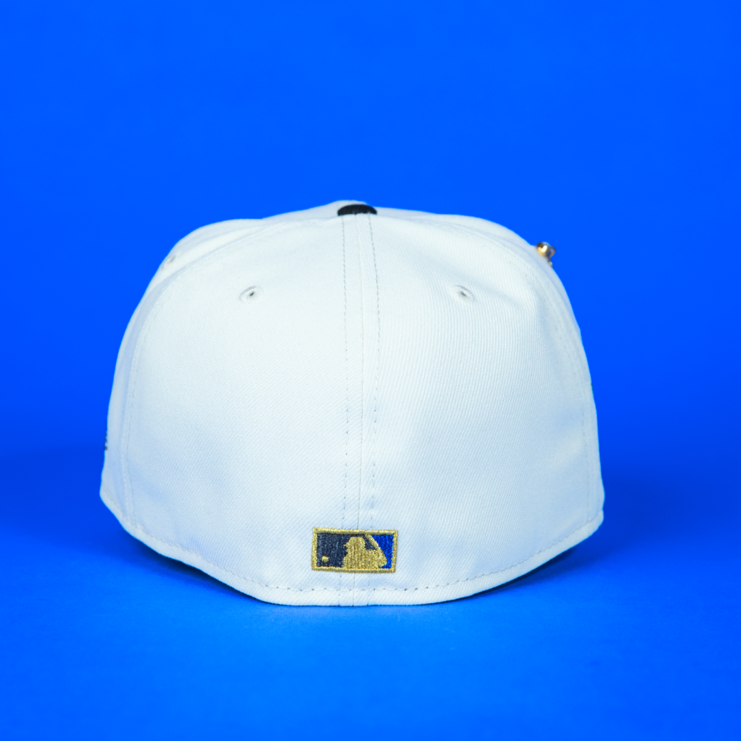 NEW ERA 59FIFTY CHROME/ BLACK ATLANTA BRAVES GALAXY SCRIPT W/ 2000 ALL STAR GAME SIDE PATCH
