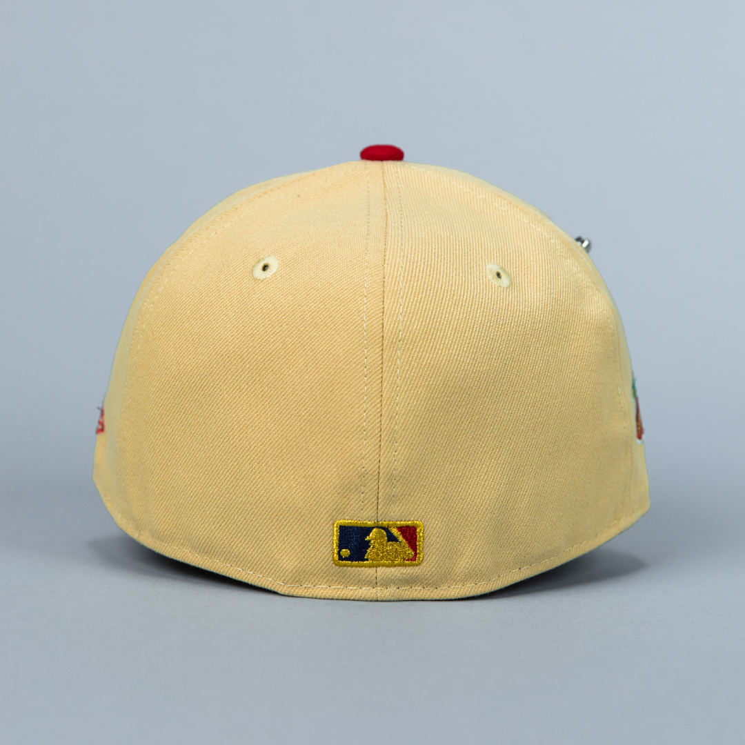 NEW ERA EXCLUSIVE 59FIFTY VEGAS GOLD/ NAVY LOS ANGELES DODGERS W/ 2024 CHAMPIONS SIDE PATCH