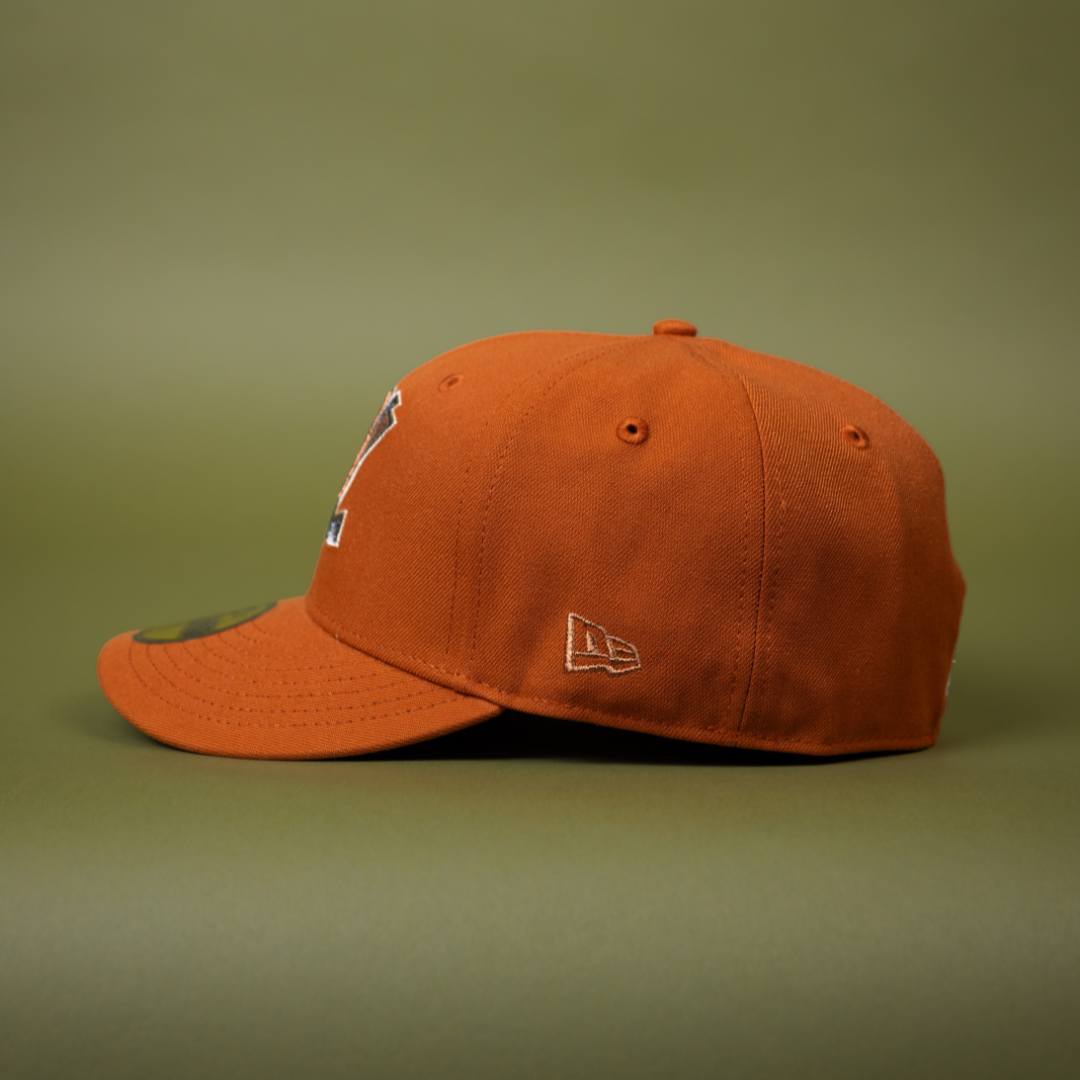 NEW ERA EXCLUSIVE 59FIFTY RUST ANAHEIM DUCKS W/ 20TH ANNIVERSARY SIDE PATCH