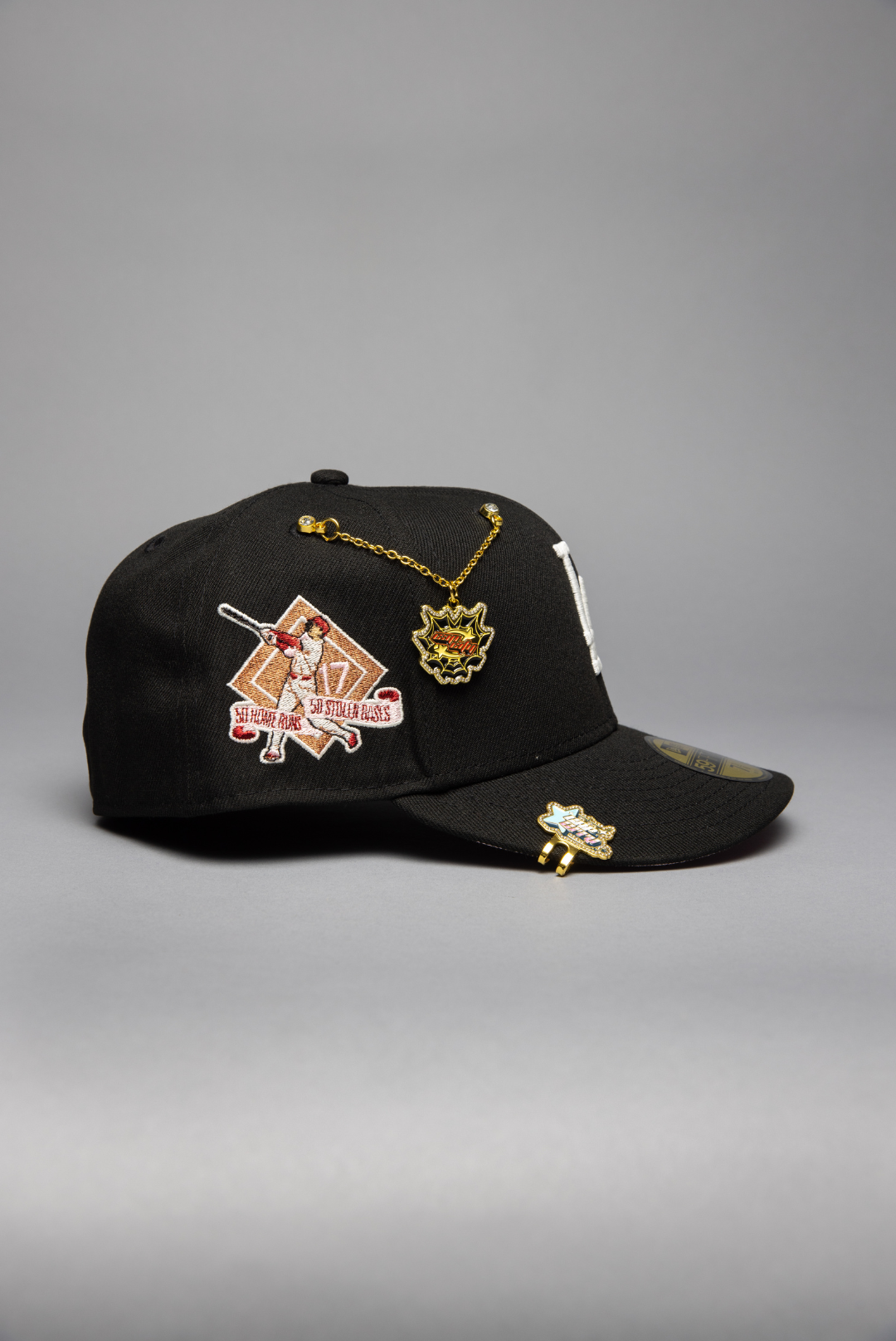 NEW ERA EXCLUSIVE 59FIFTY BLACK LOS ANGELES DODGERS W/ SHOHEI OHTANI 50-50 CLUB SIDE PATCH