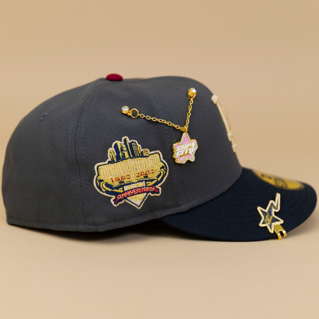 NEW ERA EXCLUSIVE 59FIFTY GREY/ NAVY LOS ANGELES DODGERS W/ 40TH ANNIVERSARY SIDE PATCH
