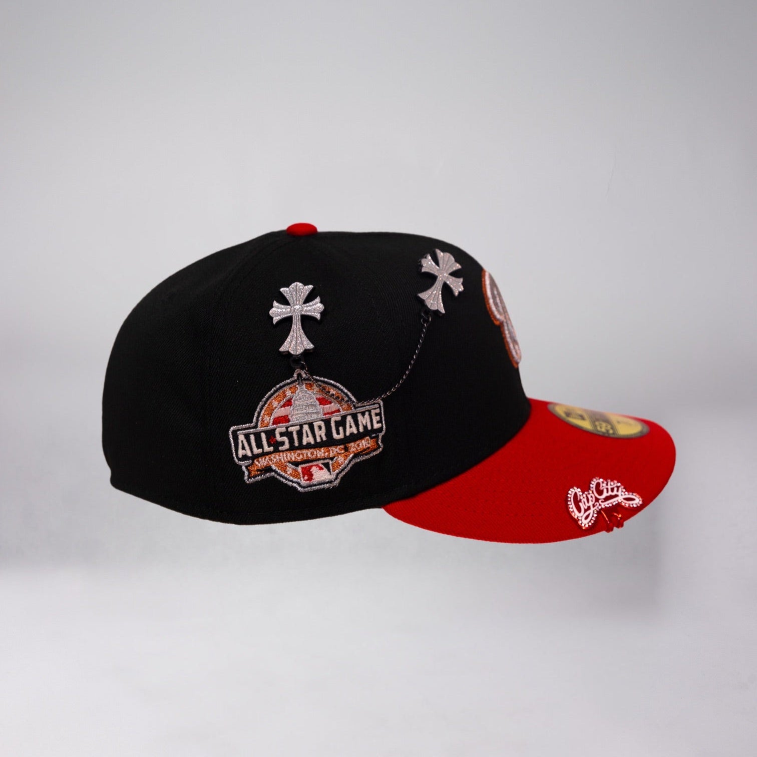 NEW ERA EXCLUSIVE 59FIFTY BLACK/RED WASHINGTON NATIONALS W/ ALL STAR GAME SIDE PATCH