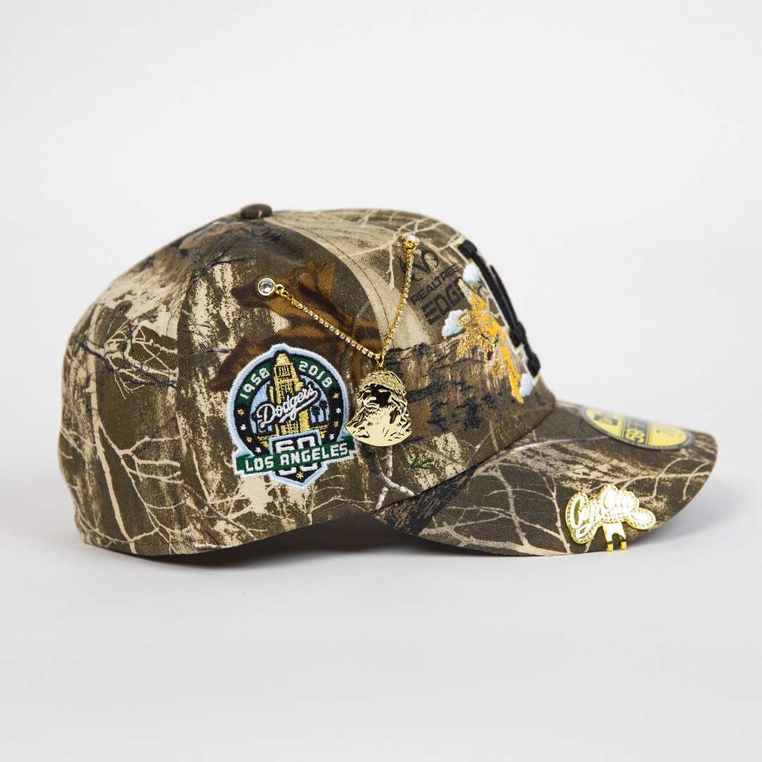 NEW ERA EXCLUSIVE 59FIFTY REALTREE LOS ANGELES DODGERS "CITY OF ANGELS" W/ 60TH ANNIVERSARY SIDE PATCH