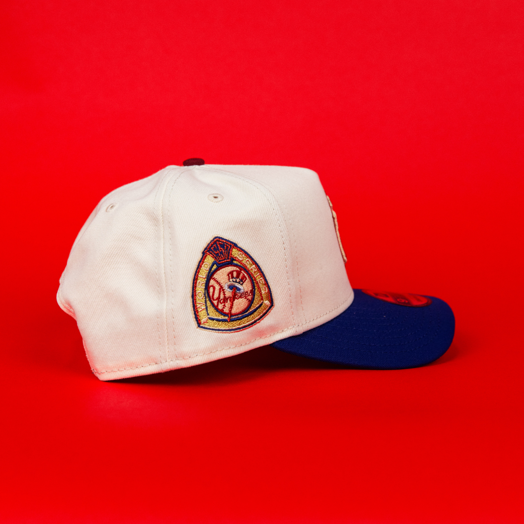 NEW ERA 9FIFTY A-FRAME CHROME/ BLUE NEW YORK YANKEES SNAPBACK W/ WORLD SERIES SIDE PATCH