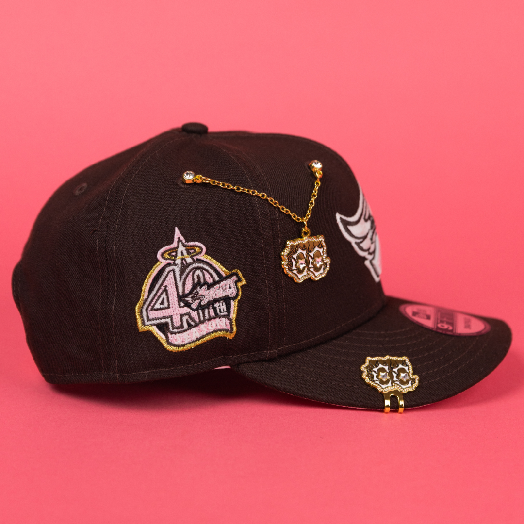 NEW ERA EXCLUSIVE 9FIFTY DARK BROWN ANAHEIM ANGELS SNAPBACK W/ 40TH ANNIVERSARY SIDE PATCH