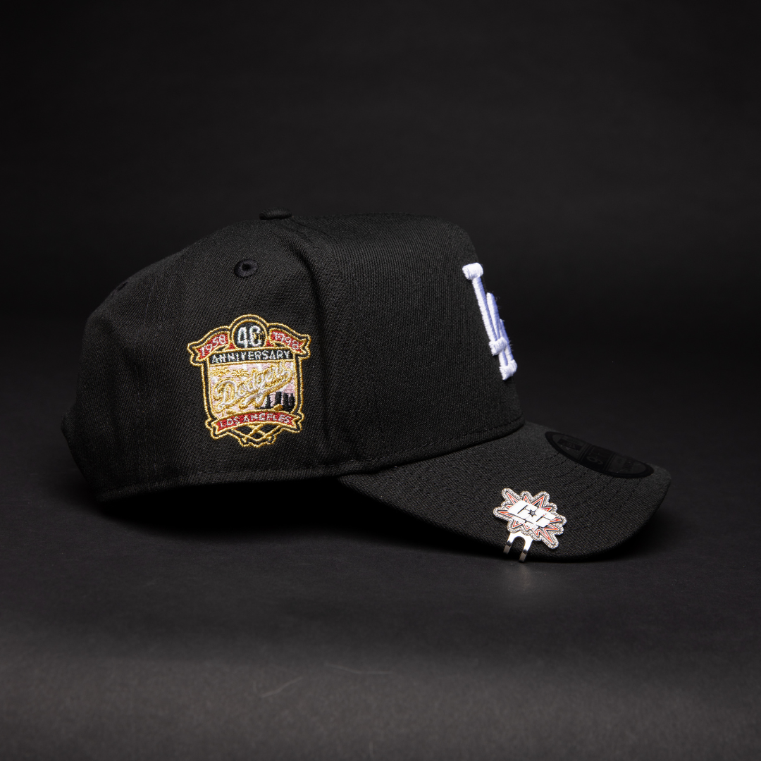 NEW ERA 9FIFTY A-FRAME BLACK LOS ANGELES DODGERS SNAPBACK W/ 40TH ANNIVERSARY SIDE PATCH