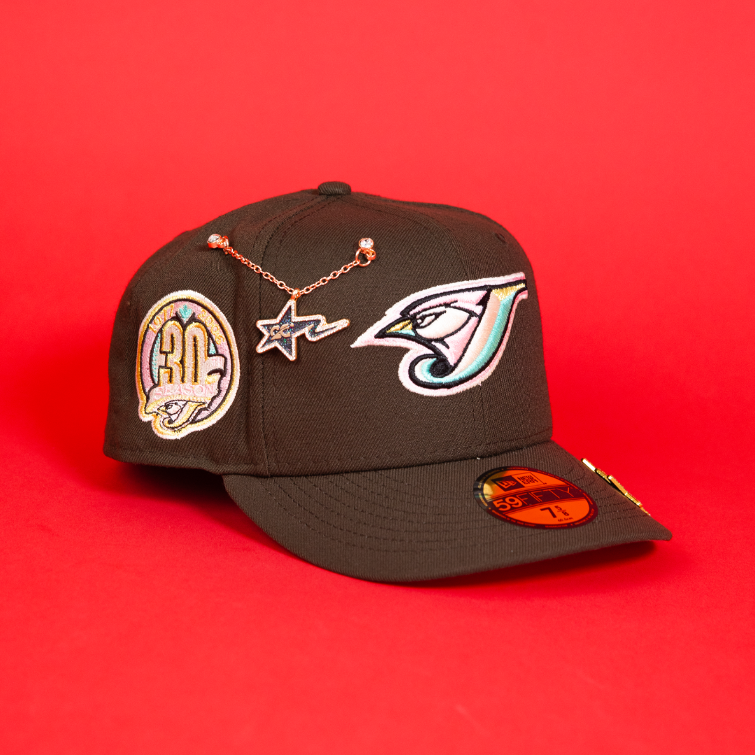 NEW ERA EXCLUSIVE 59FIFTY WALNUT TORONTO BLUEJAYS W/ 30TH SEASON SIDE PATCH