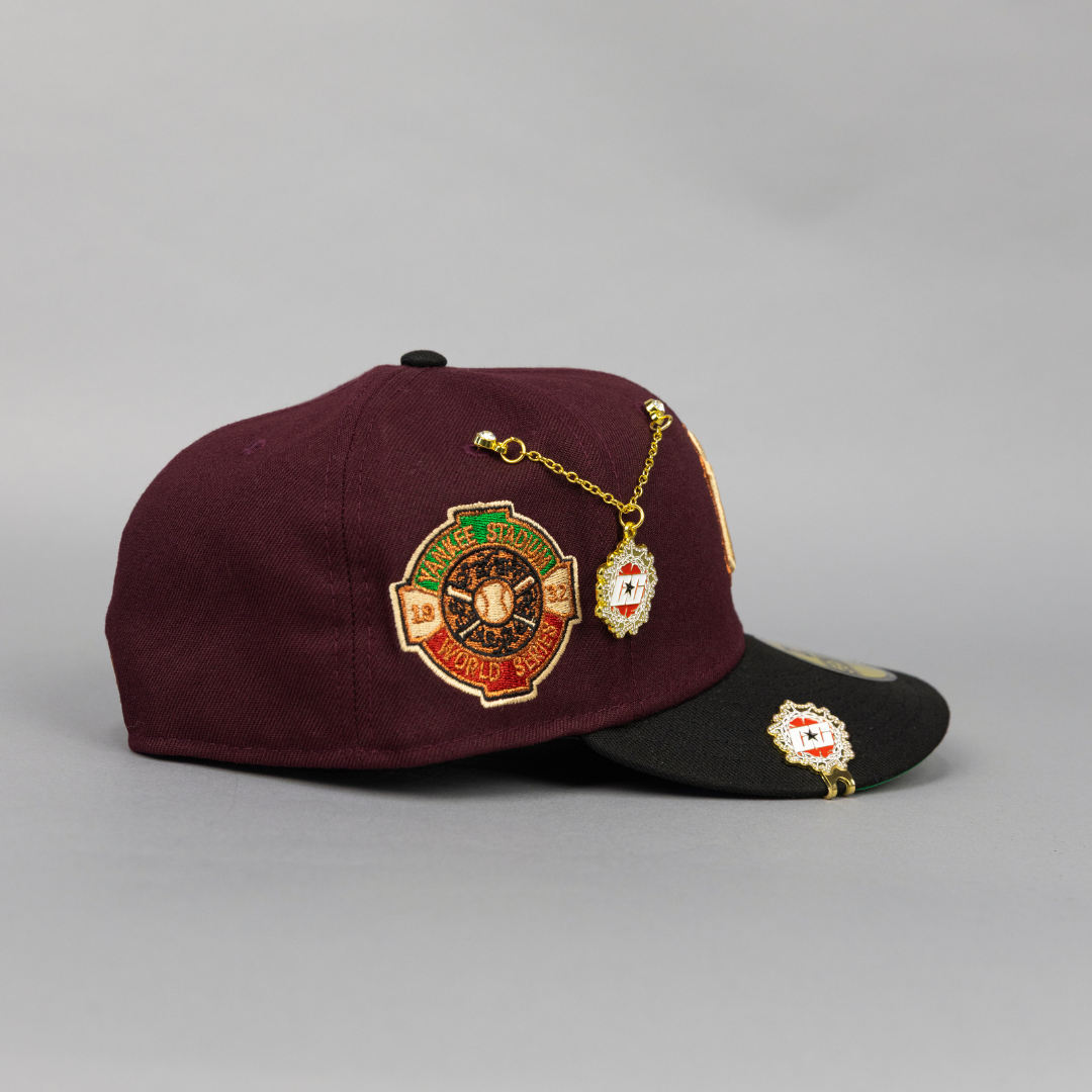 NEW ERA EXCLUSIVE 59FIFTY BURGUNDY/ BLACK NEW YORK YANKEES W/ 1932 WORLD SERIES SIDE PATCH