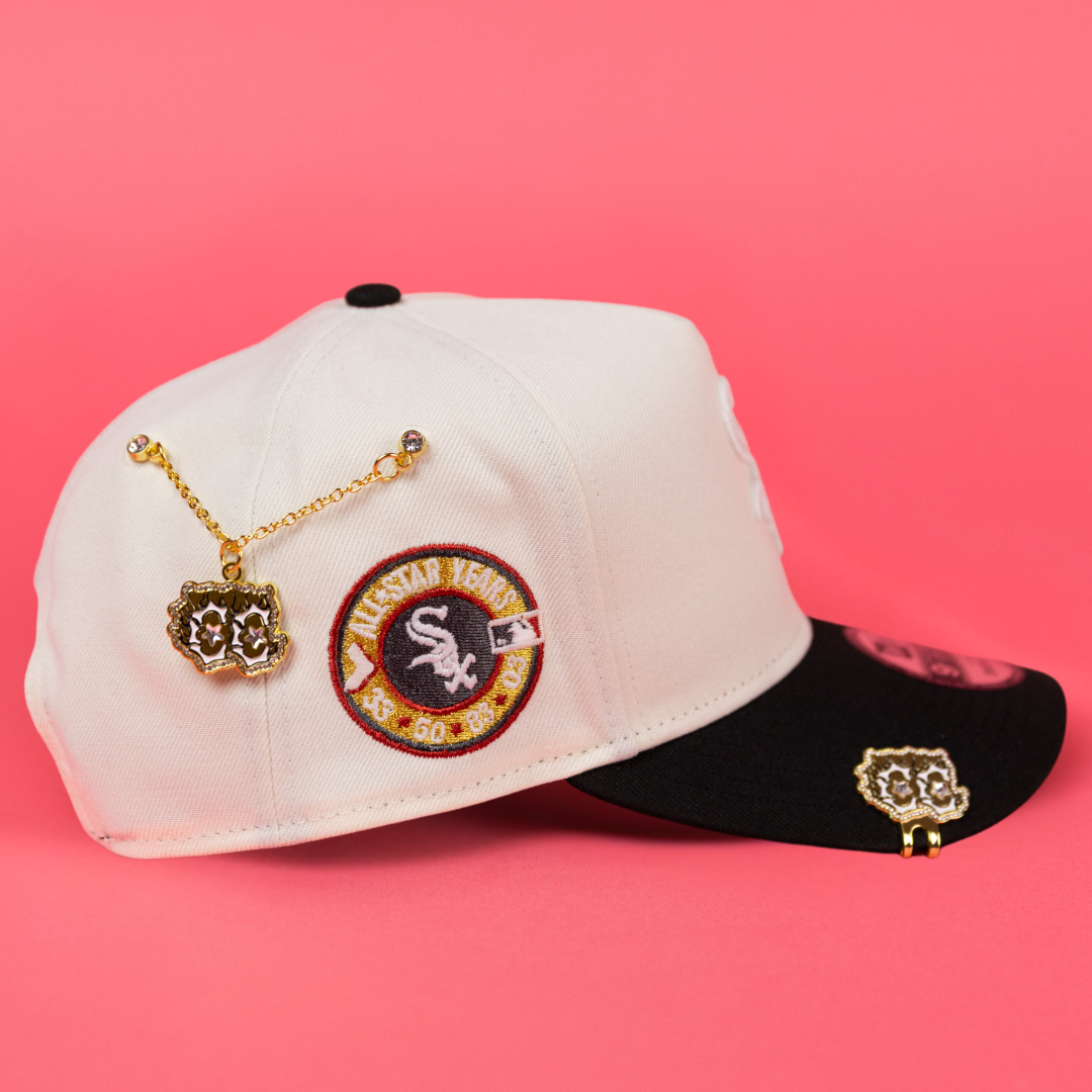 NEW ERA 9FIFTY A-FRAME CHROME/ BLACK CHICAGO WHITE SOX SNAPBACK W/ ALL STAR YEARS SIDE PATCH