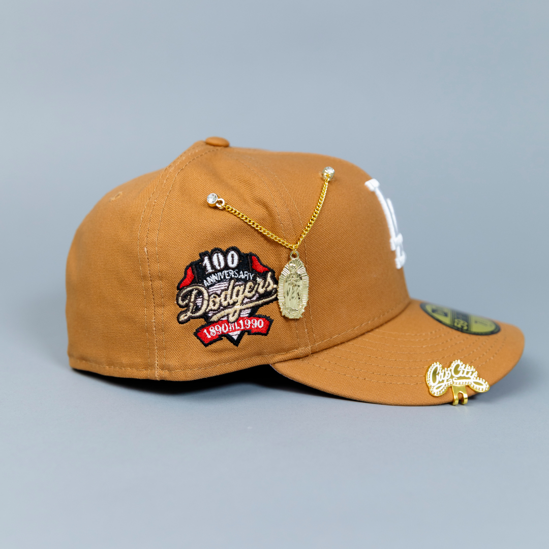 NEW ERA EXCLUSIVE 59FIFTY BRONZE LOS ANGELES DODGERS W/ 100TH ANNIVERSARY SIDE PATCH