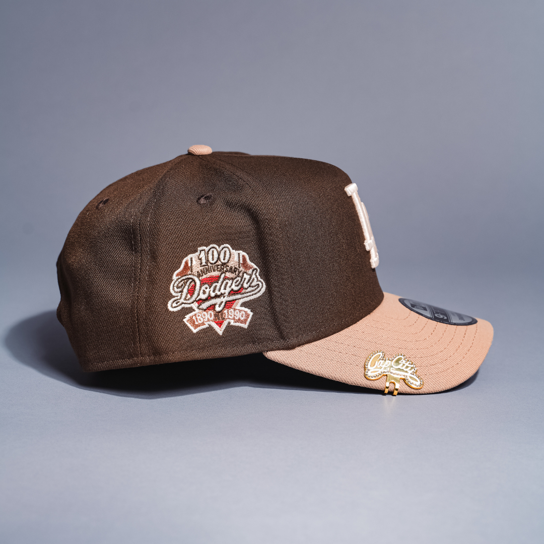 NEW ERA 9FIFTY A-FRAME BROWN/BEIGE LOS ANGELES DODGERS SNAPBACK W/ 100TH ANNIVERSARY SIDE PATCH
