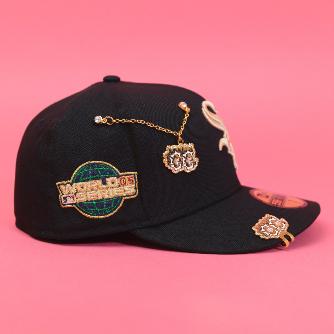NEW ERA EXCLUSIVE 59FIFTY BLACK CHICAGO WHITE SOX W/ 2005 WORLD SERIES SIDE PATCH