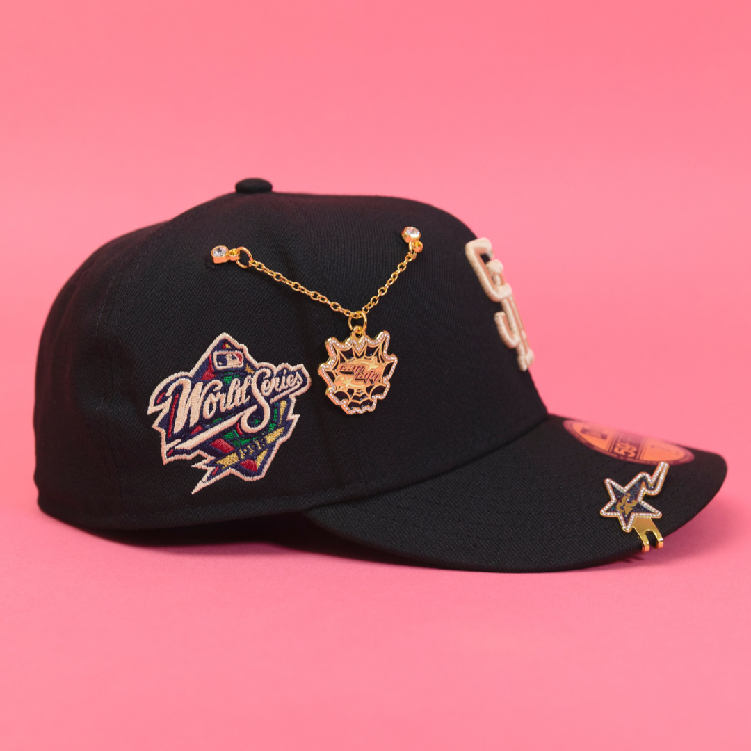 NEW ERA EXCLUSIVE 59FIFTY BLACK SAN DIEGO PADRES W/ 1998 WORLD SERIES SIDE PATCH