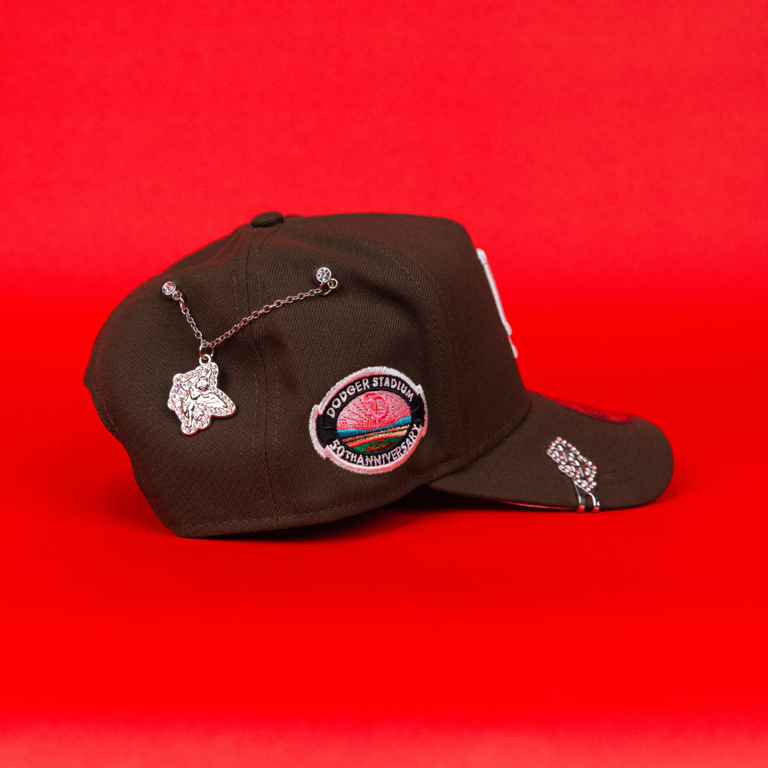 NEW ERA 9FIFTY A-FRAME BROWN LOS ANGELES DODGERS SNAPBACK W/ 50TH ANNIVERSARY SIDE PATCH