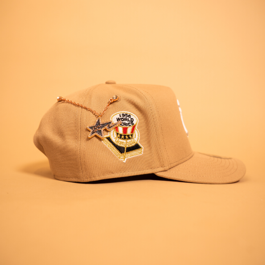 NEW ERA EXCLUSIVE 9FIFTY A-FRAME LIGHT KHAKI NEW YORK YANKEES SNAPBACK W/ RED HEART + 1956 WS SIDE PATCH