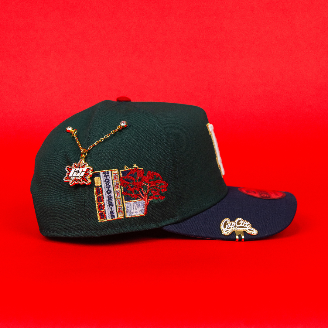 NEW ERA 9FIFTY A-FRAME FOREST GREEN/ NAVY LOS ANGELES DODGERS SNAPBACK W/ TOKYO SERIES SIDE PATCH