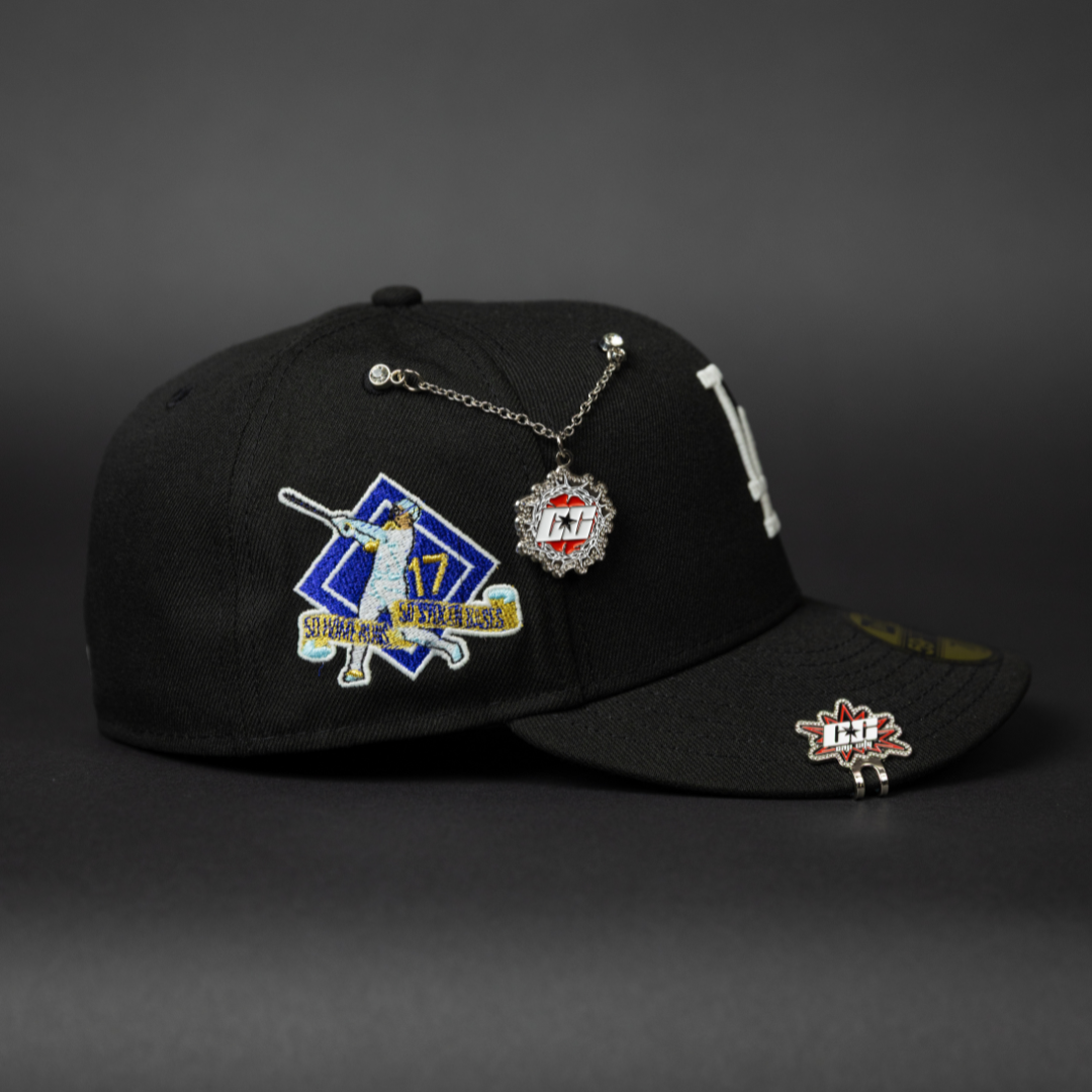 NEW ERA EXCLUSIVE 59FIFTY BLACK LOS ANGELES DODGERS W/ SHOHEI OHTANI 50-50 CLUB SIDE PATCH