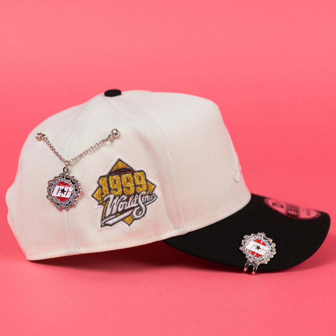 NEW ERA 9FIFTY A-FRAME CHROME/ BLACK ATLANTA BRAVES SNAPBACK W/ 1999 WORLD SERIES SIDE PATCH