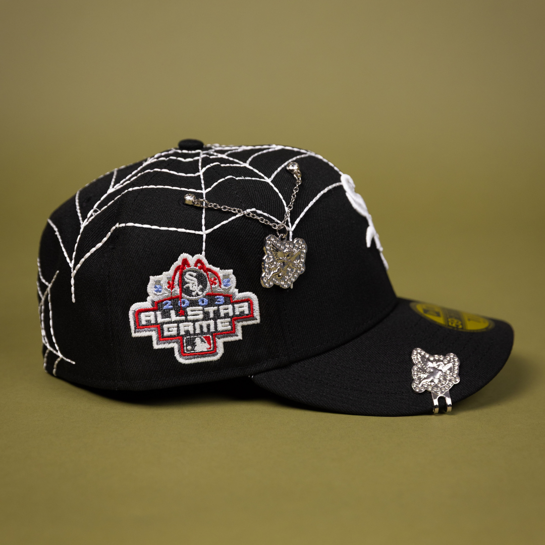 NEW ERA EXCLUSIVE 59FIFTY BLACK CHICAGO WHITE SOX W/ SPIDER WEB + 2003 ALL STAR GAME SIDE PATCH