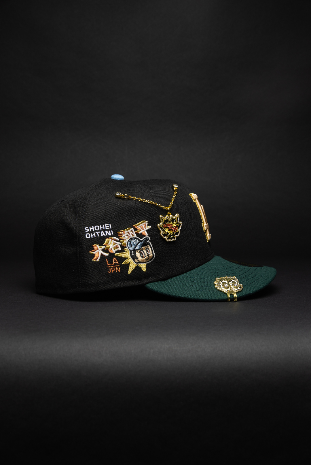 NEW ERA EXCLUSIVE 59FIFTY BLACK/FOREST GREEN LOS ANGELES DODGERS W/ SHOHEI OHTANI SIDE PATCH