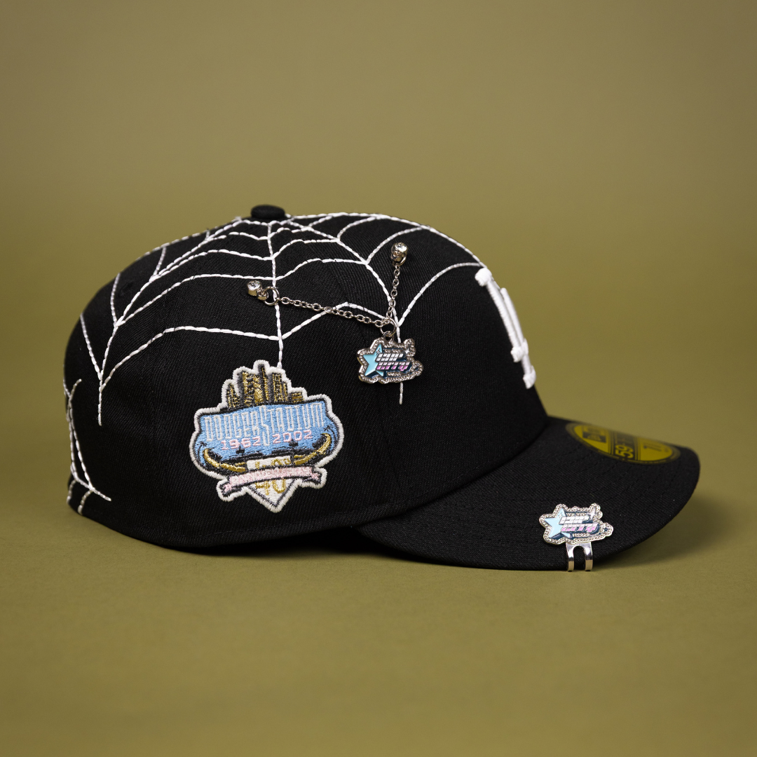 NEW ERA EXCLUSIVE 59FIFTY BLACK LOS ANGELES DODGERS W/ SPIDER WEB + 40TH ANNIVERSARY SIDE PATCH