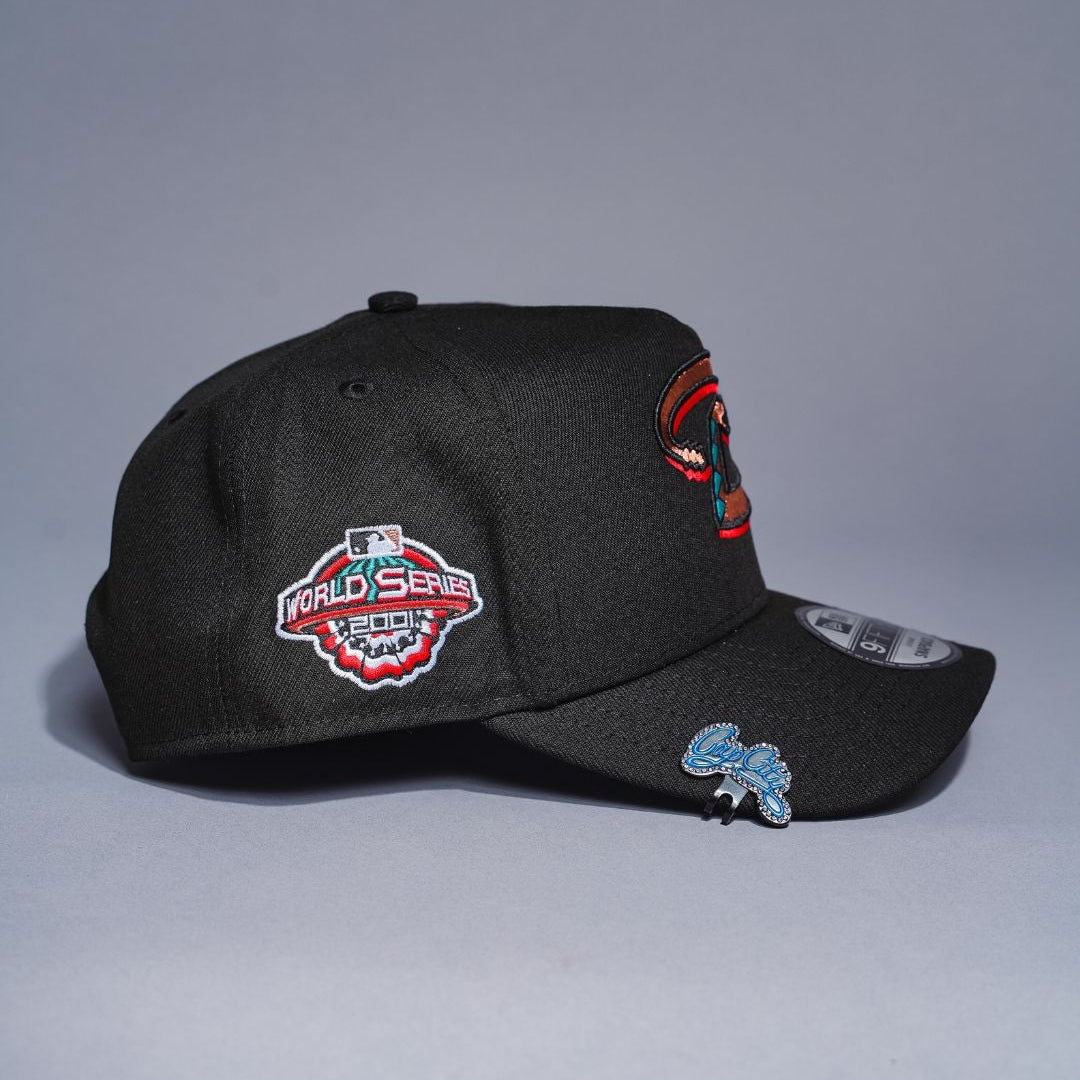 NEW ERA 9FIFTY A-FRAME BLACK ARIZONA DIAMONDBACKS SNAPBACK W/ 2001 WORLD SERIES SIDE PATCH