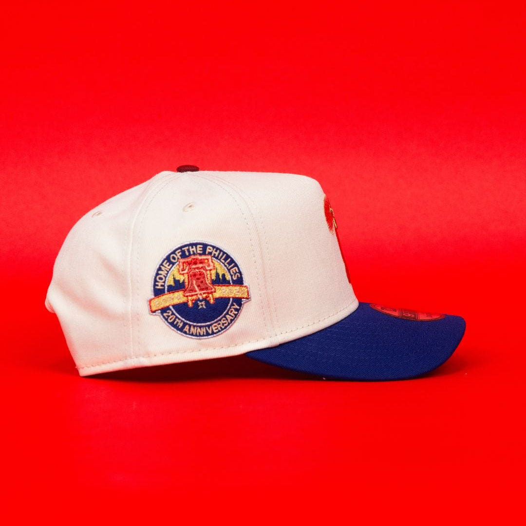 NEW ERA 9FIFTY A-FRAME CHROME/ BLUE PHILADELPHIA PHILLIES SNAPBACK W/ HOME OF THE PHILLIES SIDE PATCH