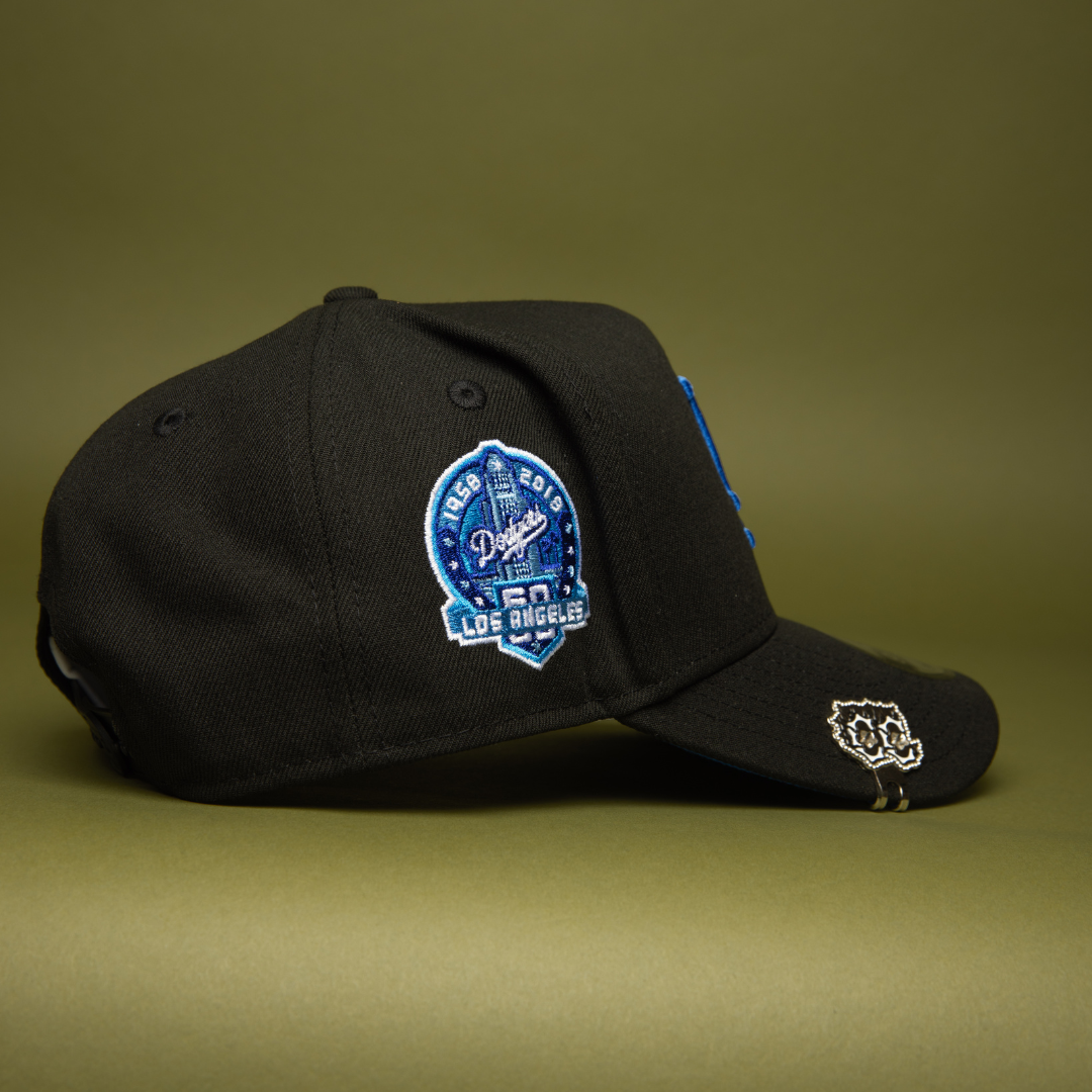 NEW ERA 9FIFTY A-FRAME BLACK LOS ANGELES DODGERS SNAPBACK W/ 60TH ANNIVERSARYSIDE PATCH