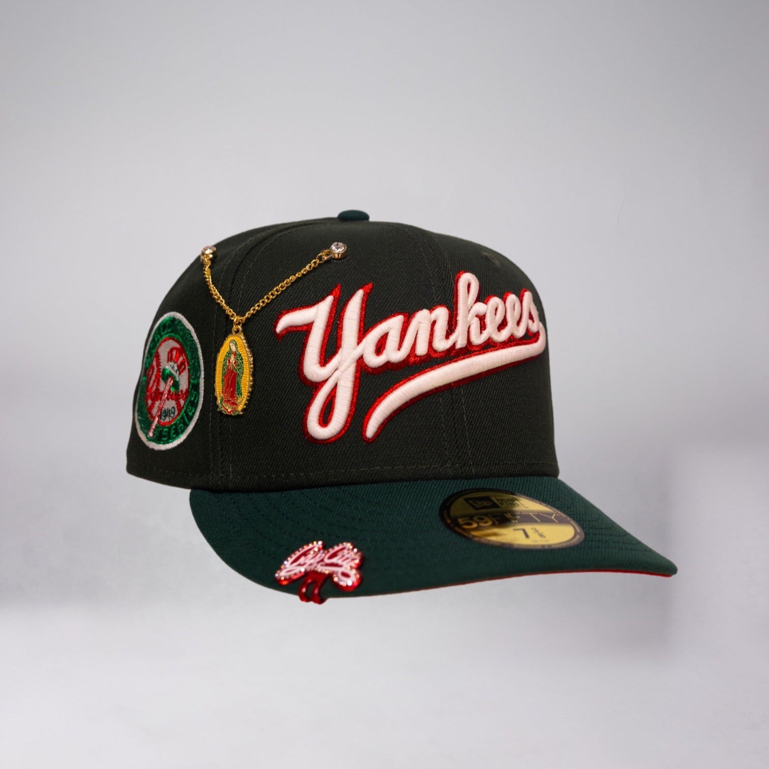 NEW ERA EXCLUSIVE 59FIFTY EMERALD GREEN NEW YORK YANKEES SCRIPT W/ 1949 WORLD SERIES SIDE PATCH