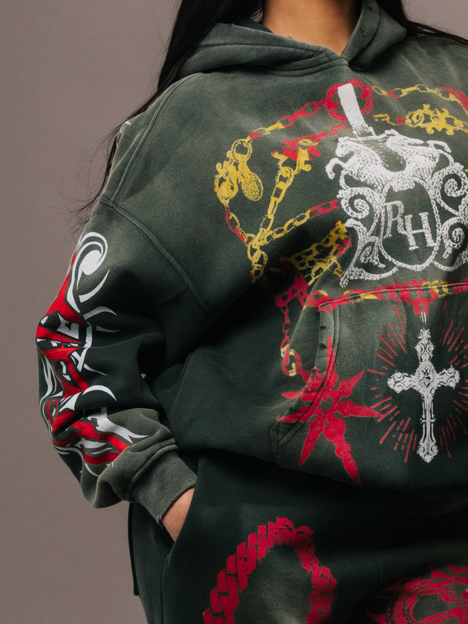 EXCLUSIVE CLUB x RANCHO HUMILDE GREEN HOODIE