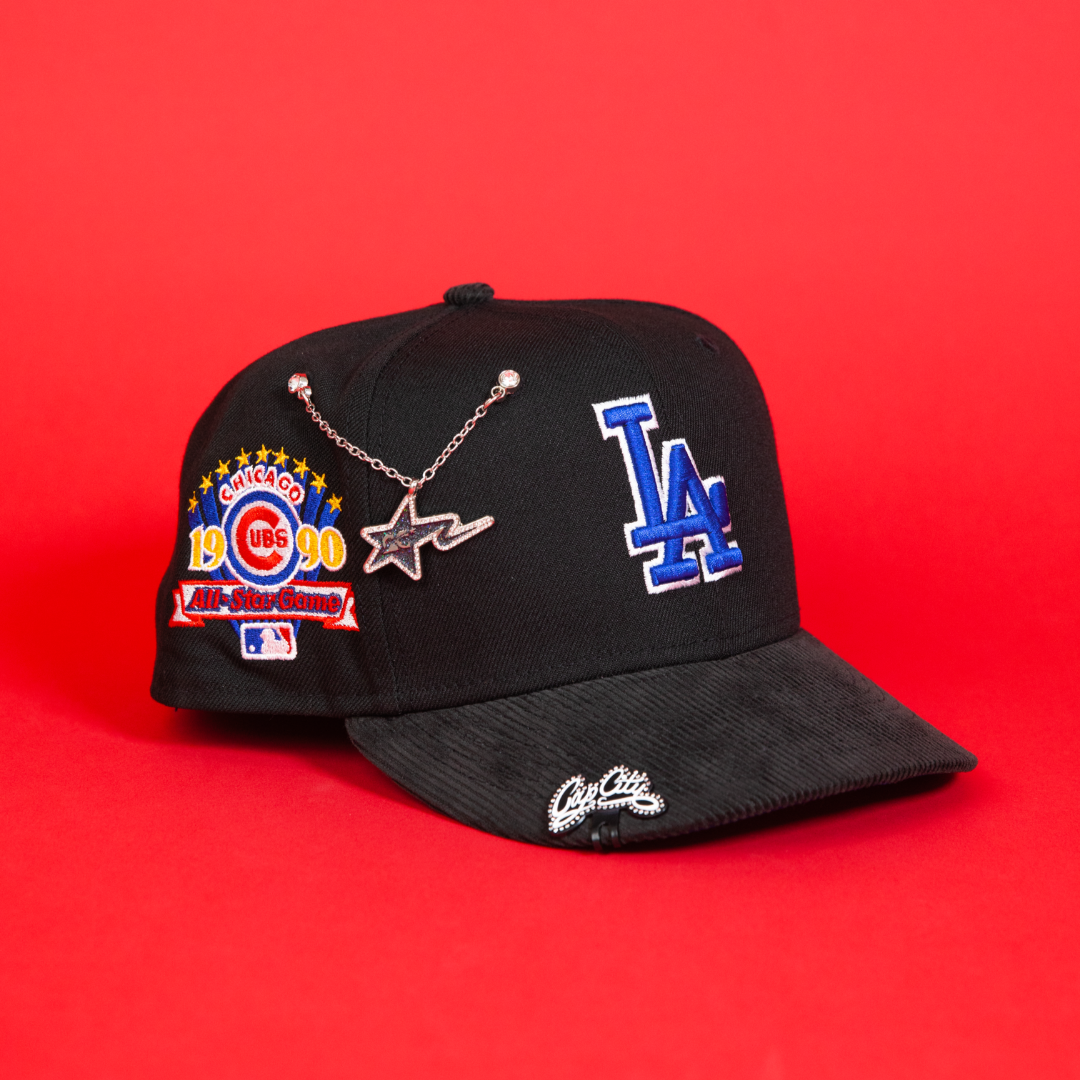 NEW ERA EXCLUSIVE 59FIFTY BLACK/ CORDUROY LOS ANGELES DODGERS W/ 1990 ALL STAR GAME SIDE PATCH