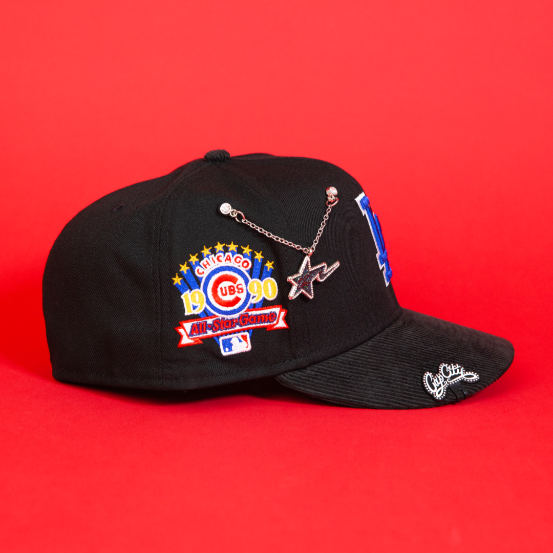 NEW ERA EXCLUSIVE 59FIFTY BLACK/ CORDUROY LOS ANGELES DODGERS W/ 1990 ALL STAR GAME SIDE PATCH