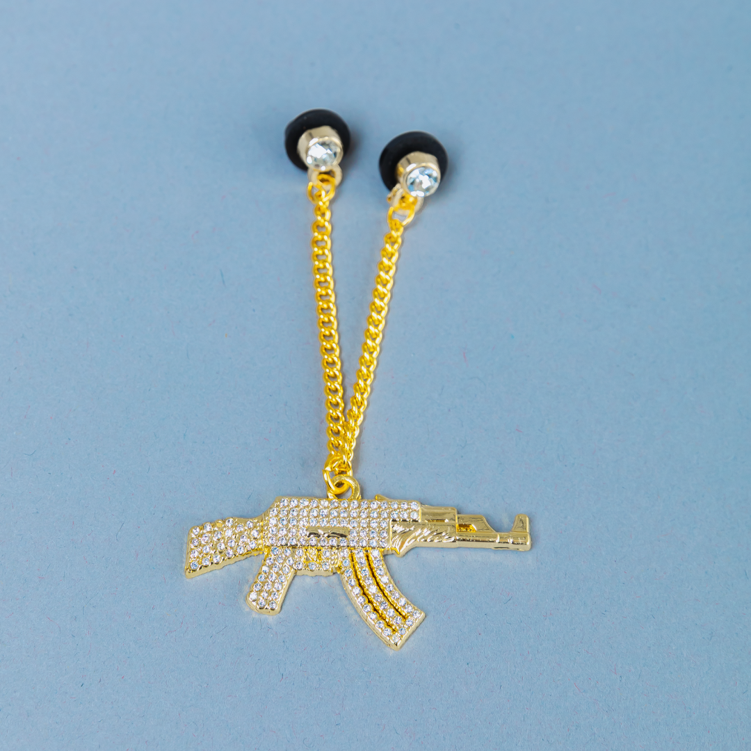 *NEW GOLD "AK-47" CHAIN W/ RHINESTONES VERY LIMITED