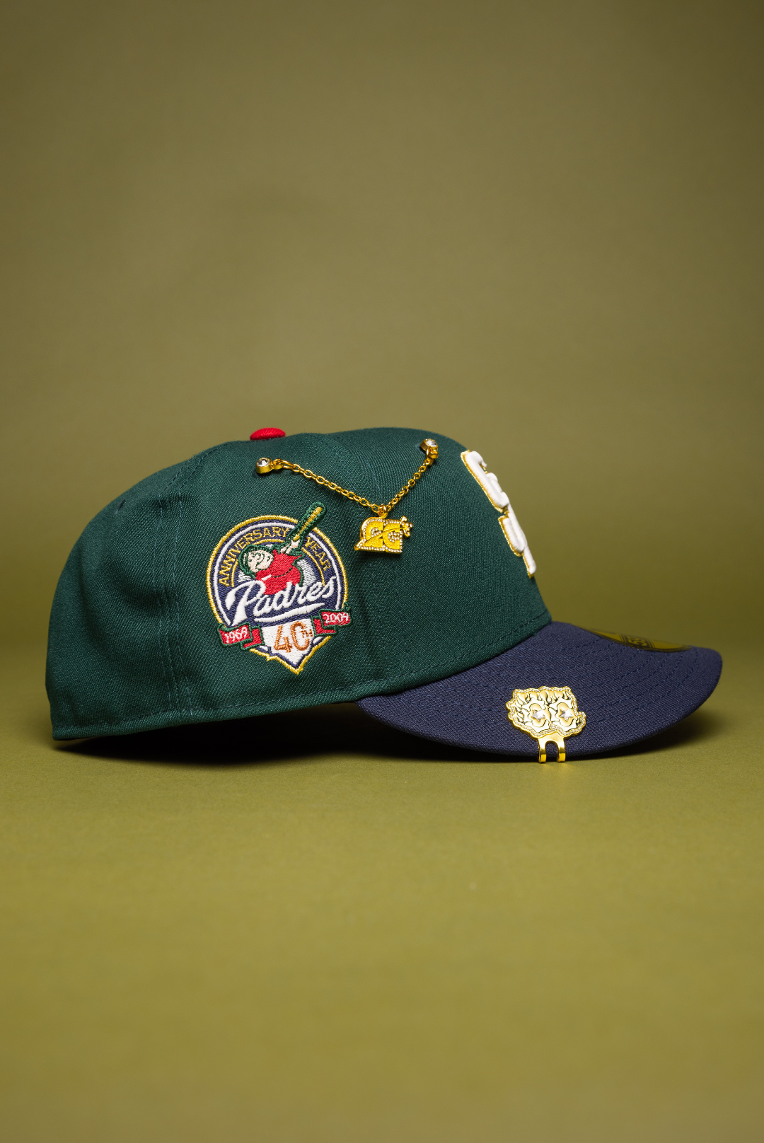 NEW ERA EXCLUSIVE 59FIFTY FOREST GREEN/NAVY SAN DIEGO PADRES W/ 40TH ANNIVERSARY SIDE PATCH