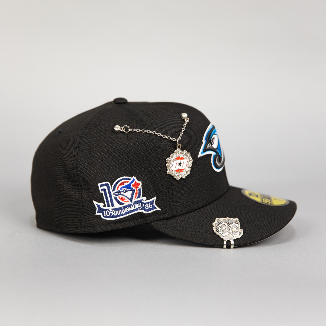 NEW ERA EXCLUSIVE 59FIFTY BLACK TORONTO BLUEJAYS W/ 10TH SEASON SIDE PATCH