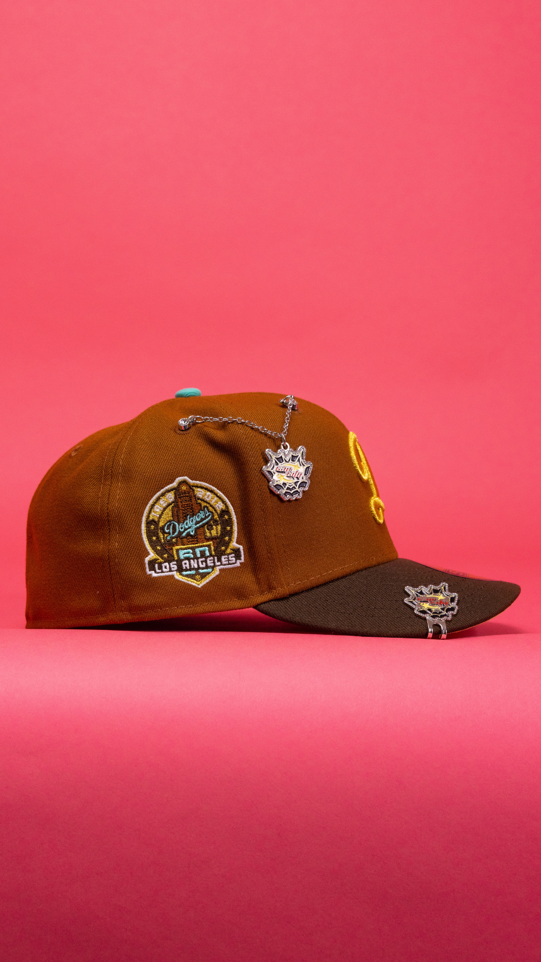New Era Exclusive 59Fifty Dark Tan/Brown Los Angeles Dodgers W/ 60th Anniversary Side Patch