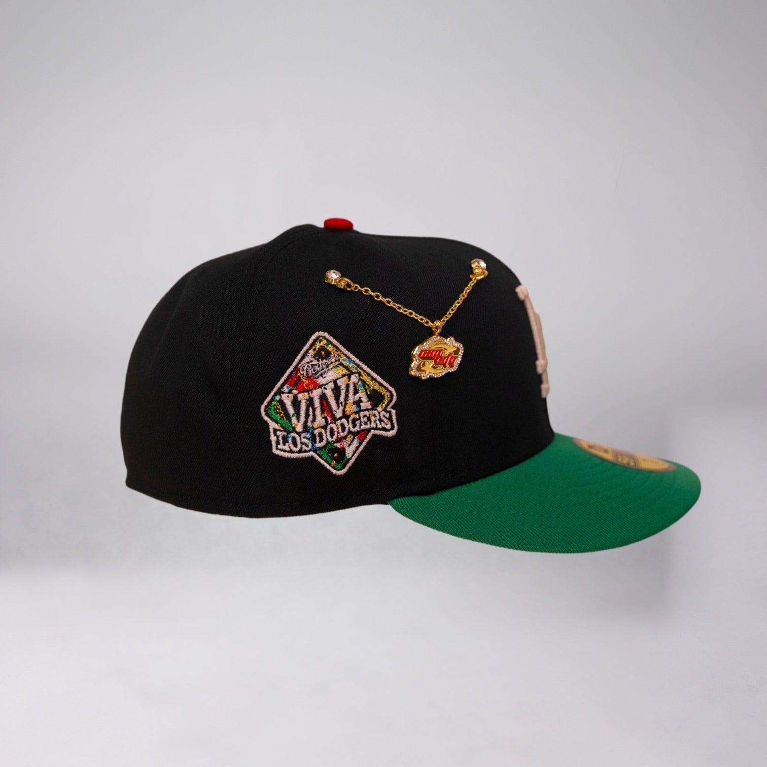NEW ERA EXCLUSIVE 59FIFTY BLACK/GREEN LOS ANGELES DODGERS W/ VIVA LOS DODGERS SIDE PATCH