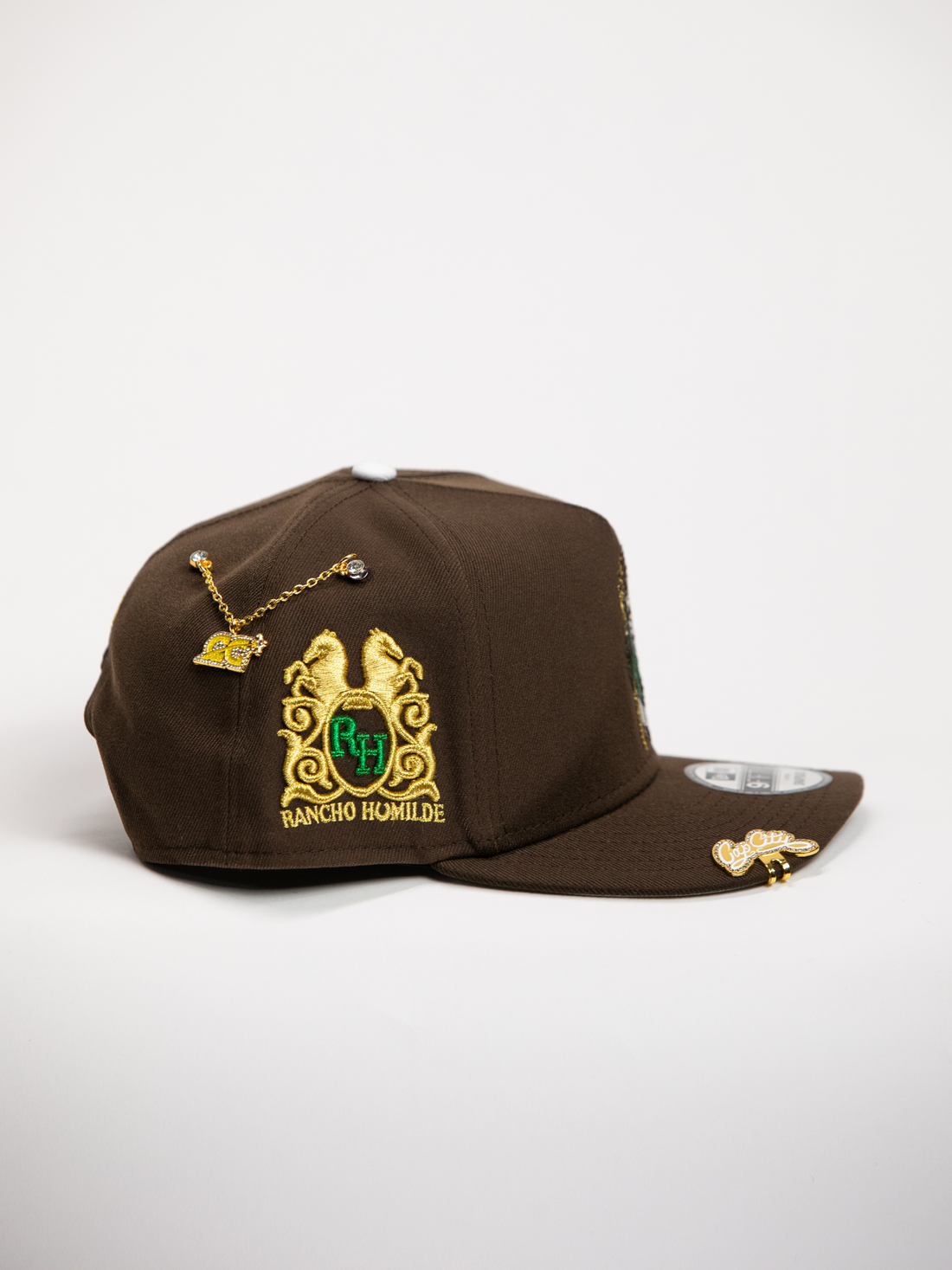 NEW* "RANCHO HUMILDE x NEW ERA x CAP CITY" BROWN SAN JUDAS 9FIFTY A-FRAME W/ RANCHO LOGO & GREY UV *FREE ACCESSORY INCLUDED