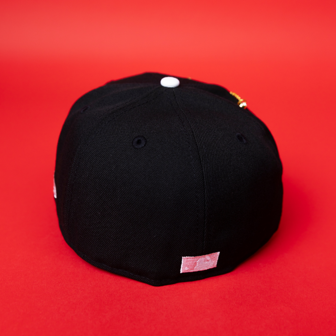 NEW ERA EXCLUSIVE 59FIFTY BLACK CHICAGO WHITE SOX W/ FLORAL EMBROIDERY + COMISKEY PARK SIDE PATCH