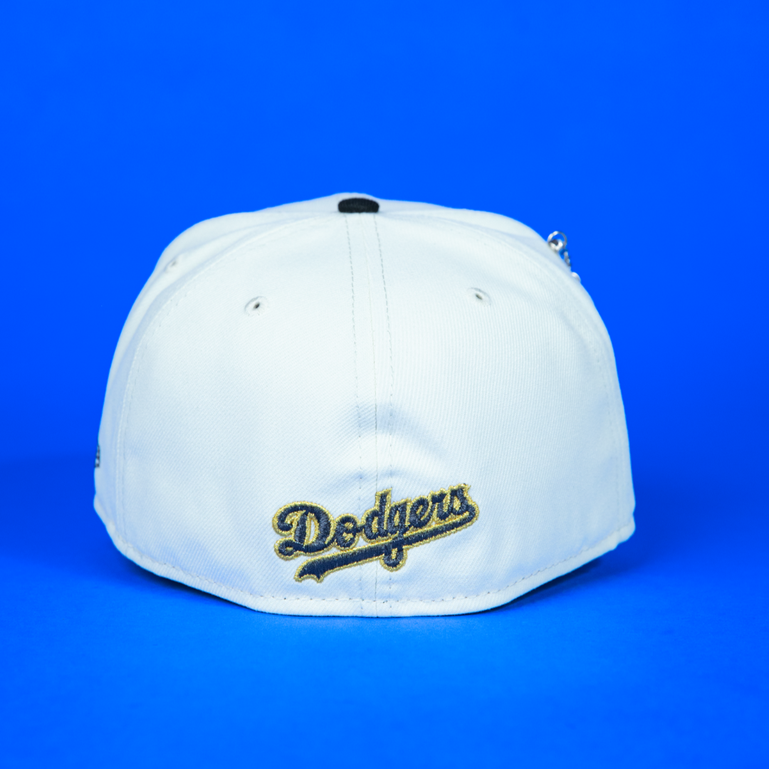 NEW ERA EXCLUSIVE 59FIFTY CHROME/ BLACK LOS ANGELES DODGERS GALAXY SCRIPT W/ 2024 WORLD SERIES CHAMPIONS SIDE PATCH