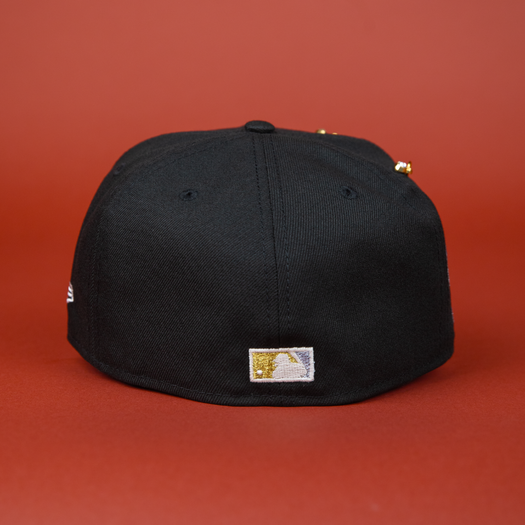 NEW ERA EXCLUSIVE 59FIFTY BLACK ANAHEIM ANGELS W/ 50TH ANNIVERSARY SIDE PATCH