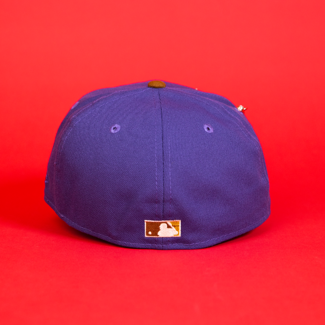 NEW ERA EXCLUSIVE 59FIFTY PURPLE/ KHAKI ANAHEIM ANGELS W/ 40TH ANNIVERSARY PATCH