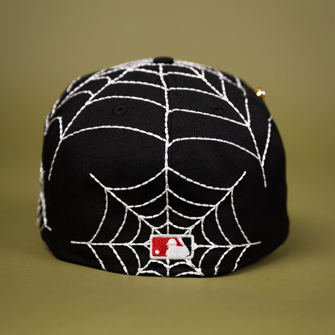 NEW ERA EXCLUSIVE 59FIFTY BLACK LOS ANGELES DODGERS W/ SPIDER WEB + WORLD SERIES CHAMPIONS SIDE PATCH