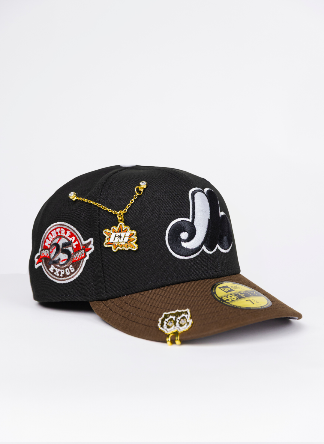 NEW ERA EXCLUSIVE 59FIFTY BLACK/ BROWN MONTREAL EXPOS W/ 25TH ANNIVERSARY SIDE PATCH