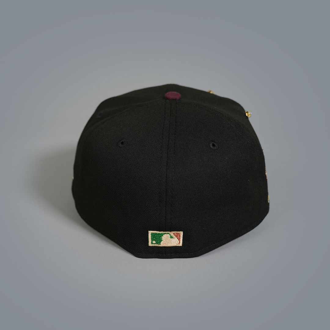 NEW ERA 59FIFTY BLACK/ BURGUNDY ATLANTA BRAVES W/ 1999 WORLD SERIES SIDE PATCH