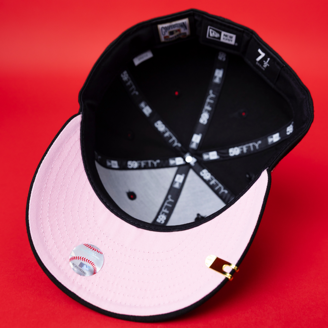 NEW ERA EXCLUSIVE 59FIFTY BLACK CHICAGO WHITE SOX W/ FLORAL EMBROIDERY + COMISKEY PARK SIDE PATCH